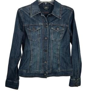 Eddie Bauer Denim Jacket Womens XS Classic Blue Jean Jacket Western Vintage Wash